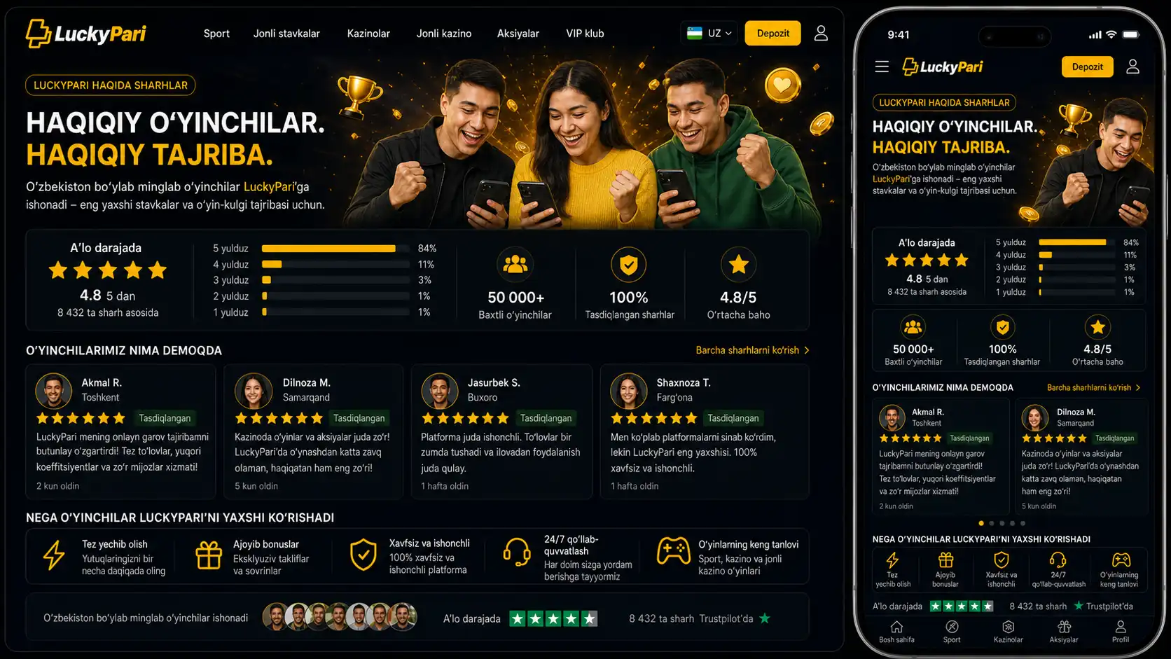 Luckypari Uzbekistan haqida fikrlar