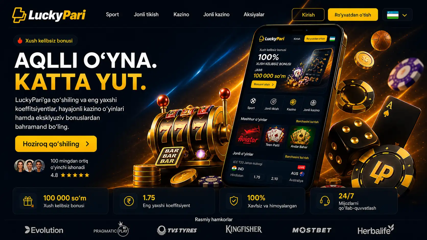 LuckyPari - O'zbekistonda Sport Tikish va Onlayn Casino